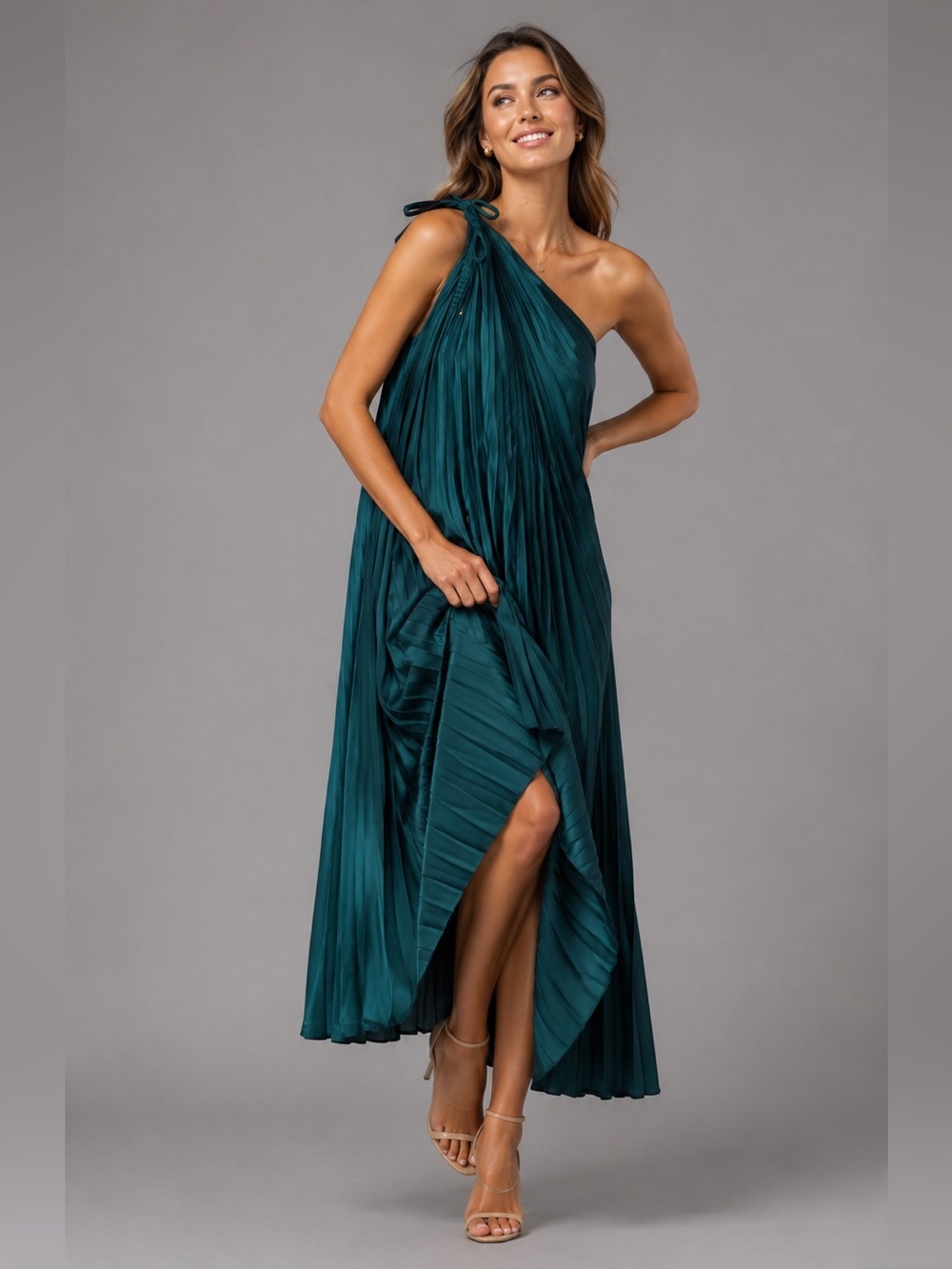 Petal & Pup Pleated Selena One shoulder dress small B311
